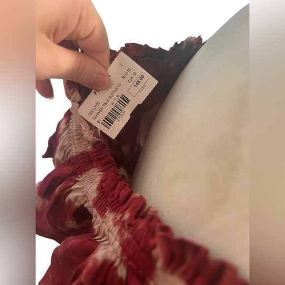 NWT Blue life bohemian maroon Etta Ruffle tie dye cami cold shoulder blouse Sz M - Picture 10 of 11
